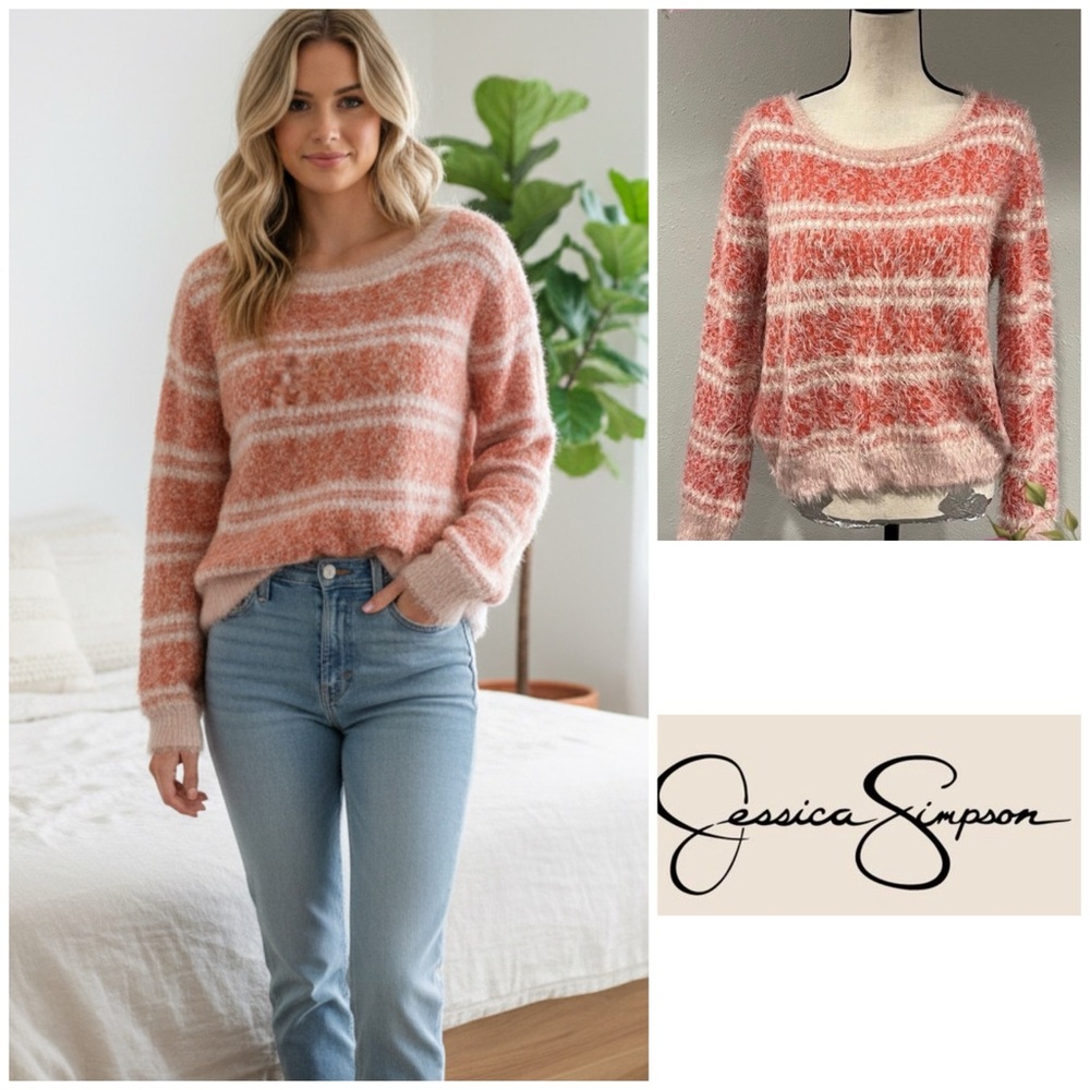 Jessica Simpson Pink and White Striped Sweater